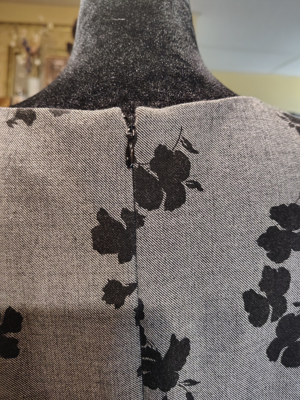 Ann Taylor Gray Midi Dress with Black Floral Print - Picture 7 of 13